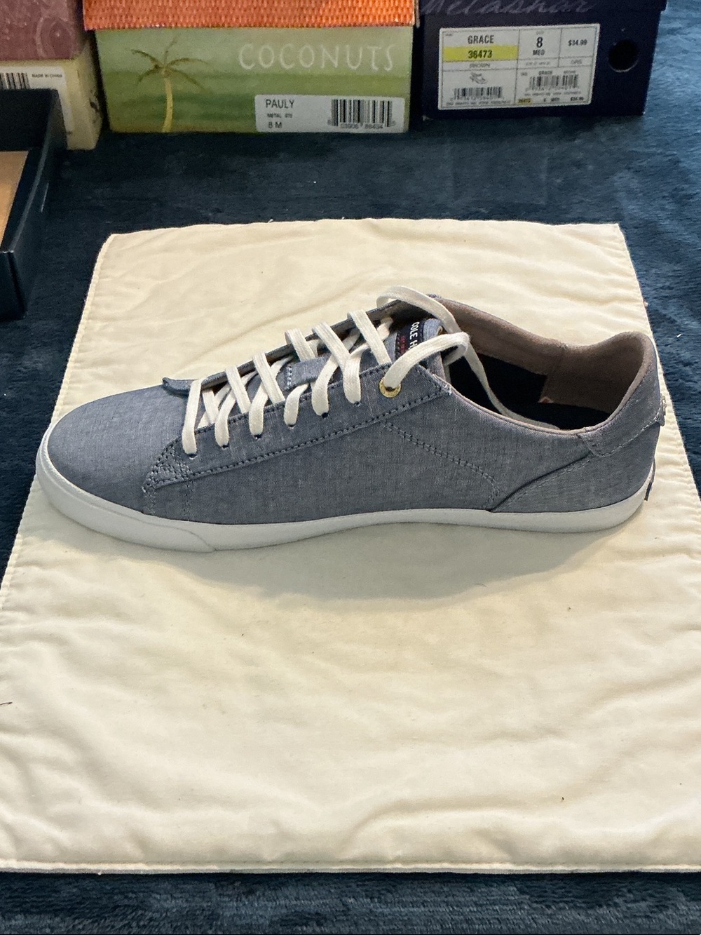 Cole Haan Chambray Low-Top Sneakers in Light Blue with White Sole